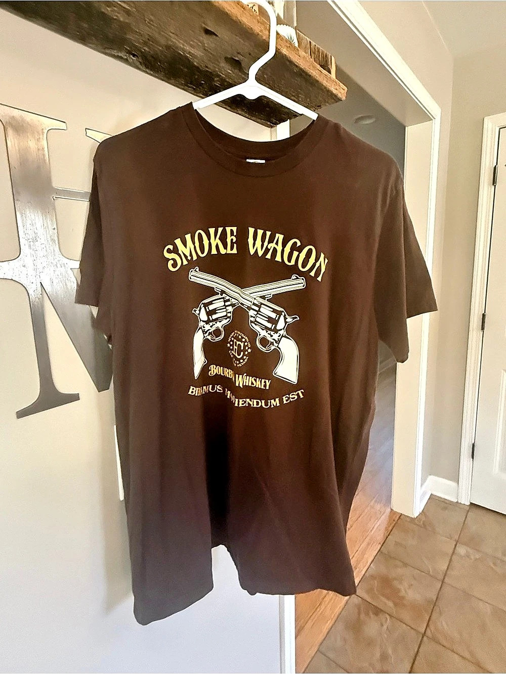 Smoke Wagon Bourbon Graphic Short Sleeve Tee in Brown